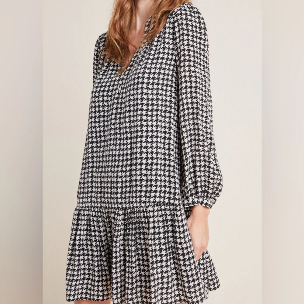 Anthropologie Maeve Sterling Houndstooth Tunic Dress - Picture 3 of 9